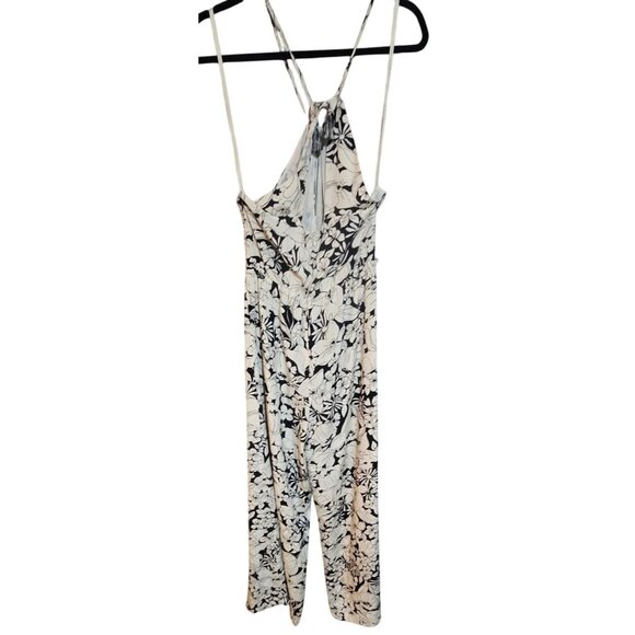 Silk Spring Elevenses Black & White Floral Halter Jumpsuit Size S NO Belt - Picture 3 of 16